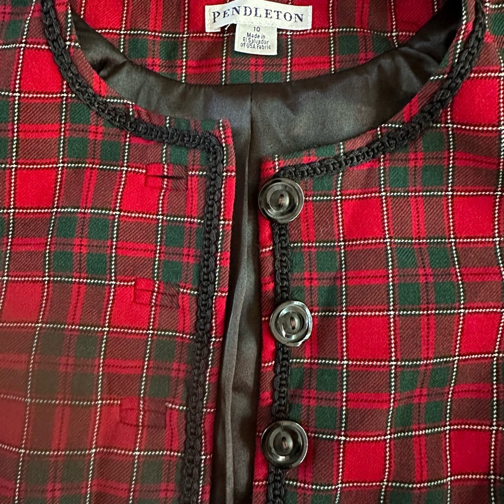 Pendleton Vintage Short Blazer Plaid Red/ Green size 10